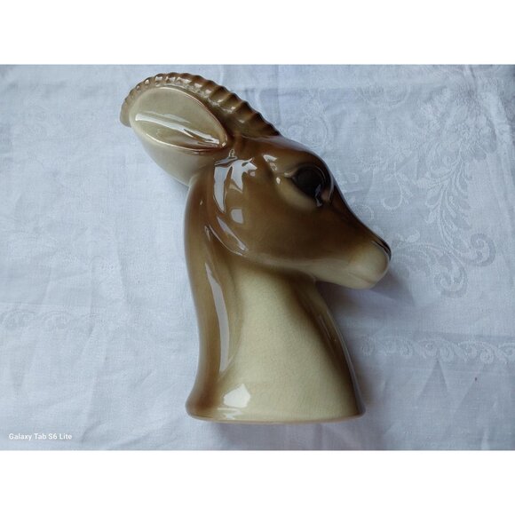 Vintage Royal Copley gazelle head ceramic vase 8.5 inch tall - Picture 3 of 10